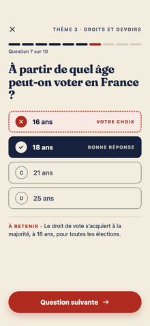 Une question corrigée, avec la bonne réponse et le point à retenir